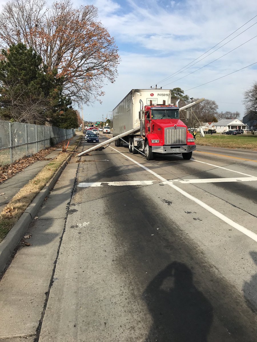 ChiefTerrySult's tweet photo. Poles down on tractor trailer.  Lasalle St closed between Pembroke and Michigan St. for the next couple hours https://t.co/T1B2xpcbfx