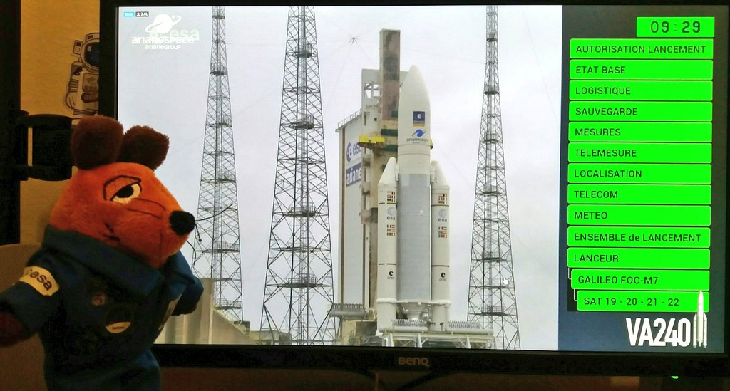 Mausonaut's tweet photo. ... looking good! The entire board is GREEN for the #VA240 #Ariane5 #launch with four #Galileo #navsats! Yeah! https://t.co/Usab9asOuk