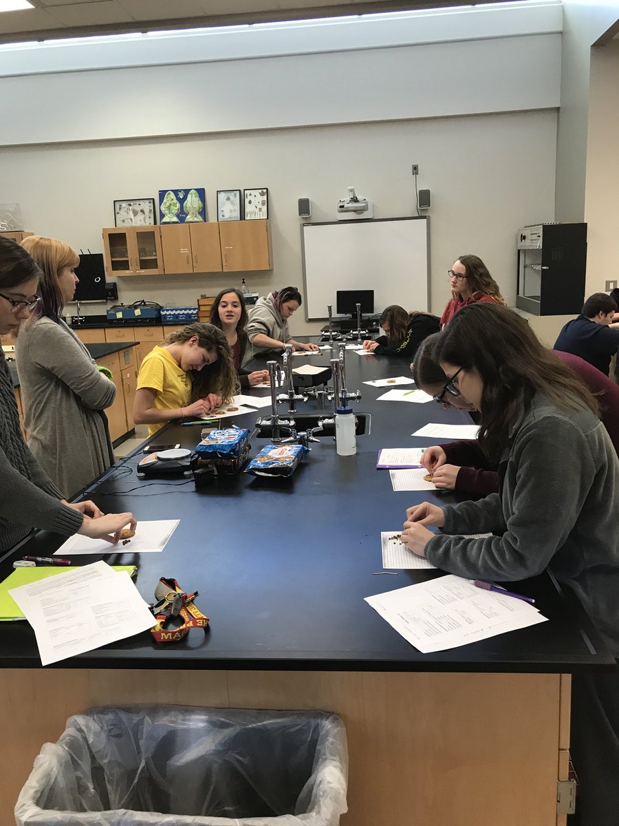 SHS_GreatThings's tweet photo. Ms. Pearce's APES class evaluated the cost/benefit of mining resources by mining chocolate chips from cookies! #learningistasty #BeACardinal https://t.co/TVcg7S6pY6