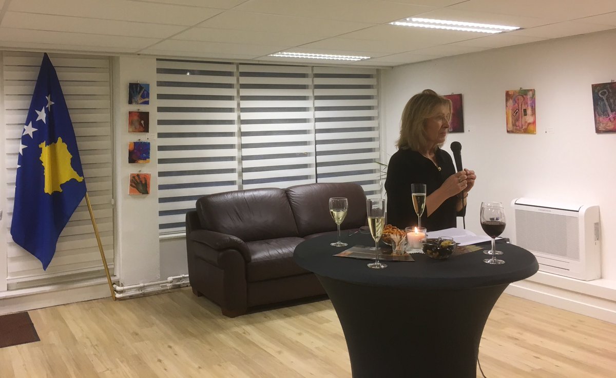 AndreaErcegovac's tweet photo. Embassy of #Kosovo in The #Hague inaugurated new cultural premises with the opening of the figurative art exhibition of the artist Ejup #Deari. Congratulations to ambassador @VjosaDobruna & her staff. https://t.co/D8LfqXpKb0