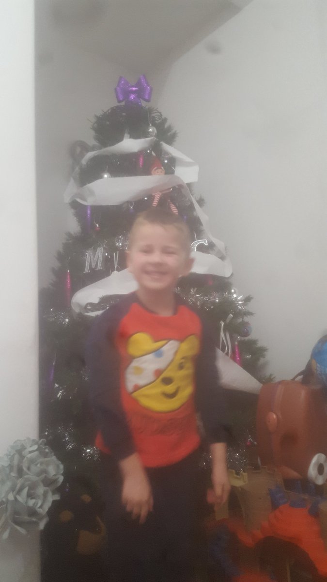 carlymogs's tweet photo. @ParksideGGI Dylan morgan in front of our Christmas tree which the cheeky elf has decorated! https://t.co/pFPla3e5wP