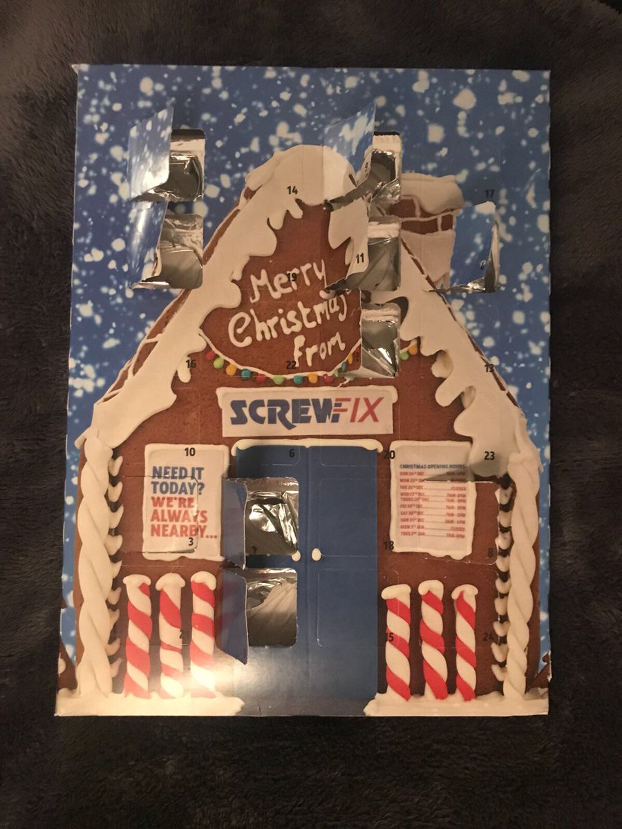 Enjoying our advent calendar from <a href="/Screwfix/">Screwfix</a>, not long to go now! #builder #Christmas