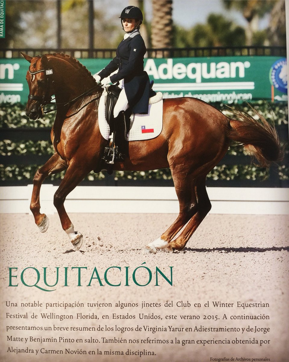 VirginiaYarur's tweet photo. 🔙2015 - Global Dressage Festival, Florida, US. 🐴 Finn
⏩🔜🛫2018 season 🙌🏻
.
📷 #revistasocios
.
https://t.co/WoeBfOtS9i
.
@TeamChile @FEI_Global @ESP_GDF @GlobalDressage @Dressage_Deluxe @Dressage_comp @dressagenews @tryon2018 #dressage #twohearts #teamchile #horses https://t.co/txRtkVuU1c