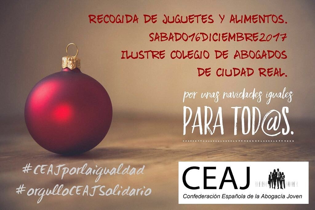abogacia_joven's tweet photo. @ceaj_abogados recogerá juguetes y alimentos el próximo sábado en el Ilustre Colegio de Abogados de Ciudad Real

#CEAJporlaIgualdad 
#orgulloCEAJsolidario https://t.co/dpILs4tSEM