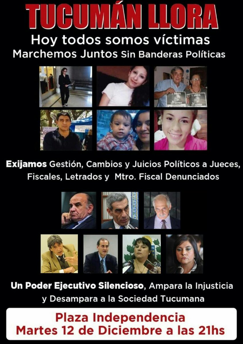 martaiacono's tweet photo. @cuervotinelli #TucumanLlora  las injusticias, Tucumán llora por un poder judicial corrupto desde hace más de una década . Tucumán marcha pidiendo justicia independiente hoy a las 21 hs en plaza Independencia, necesitamos ser vistos por todo el país. Tucumán agoniza en manos de la corrupción https://t.co/CeVxNuGsTv