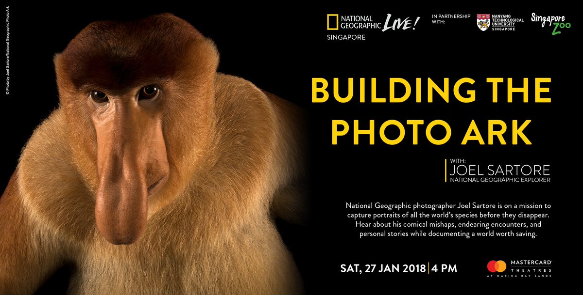 GACircular's tweet photo. Can't wait to have @joelsartore in #Singapore for @NatGeoLive - "Building the Photo Ark" January 27th at MBS Theatres. #photography #conservation #adventure  https://t.co/hPOaQVfgHe https://t.co/bbQQI0Qsej