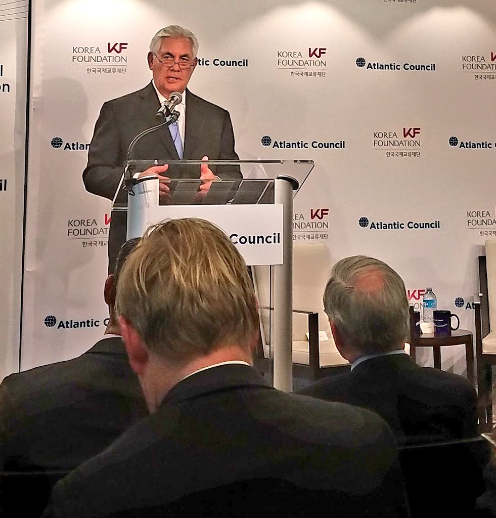 A_DiCocco's tweet image. Sec Tillerson: the #AtlanticAlliance is as strong as ever. @StateDept at the @AtlanticCouncil @KoreaFoundation Forum #ACKoreaForum