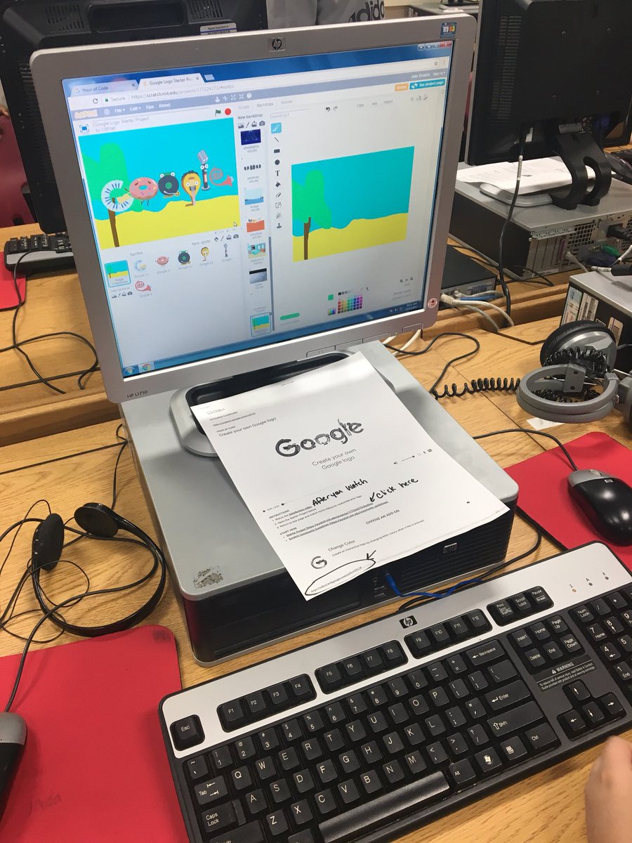 teachbeaty's tweet photo. Checking out another way to code with @scratch we have some future @googledevs  Doodlers! @SerenaHills_161 https://t.co/ypelFgM3AT