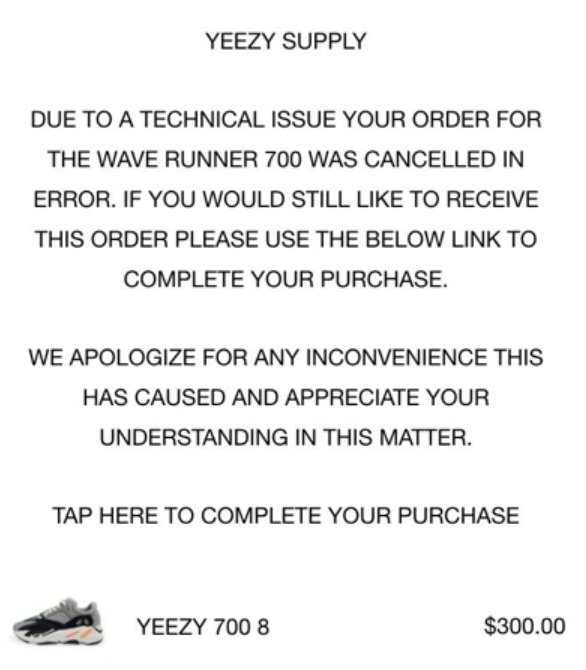 yeezy supply cancelled order