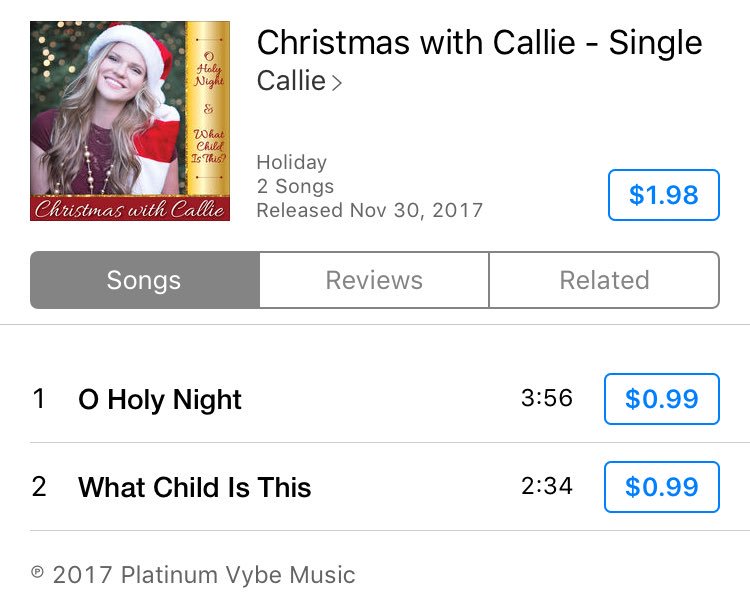 CallieHMusic's tweet photo. ITS FINALLY HERE!! Get your copy today!! #LiveMusic #CallieMusic #CountryChristmas #newMusic #trendingnow https://t.co/OfTTylf3zR
