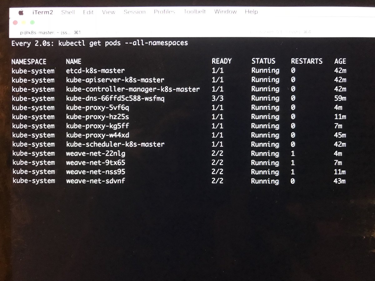 phennex's tweet image. Finally got around to spin up my @kubernetesio #raspberrypi cluster again. Running k8s 1.8.5 with @weaveworks as overlay. Cluster creation using #kubeadm #awesome #kubecloud 🤘😜