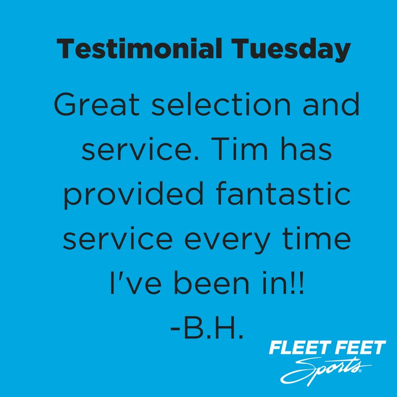 #TestimonialTuesday Fleet Feet: Where everybody knows your name and we are awfully glad you came!
ow.ly/aS1W30fxafe