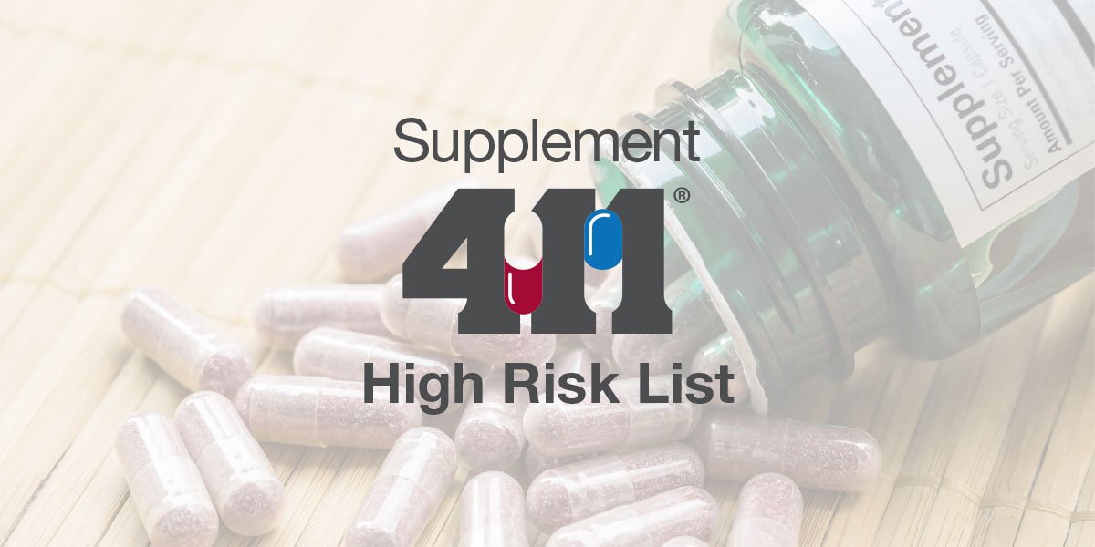 usantidoping's tweet image. Is your product on the list? Search the Supplement 411 High Risk List for products that may be risky for athletes and consumers. supplement411.org/hrl/