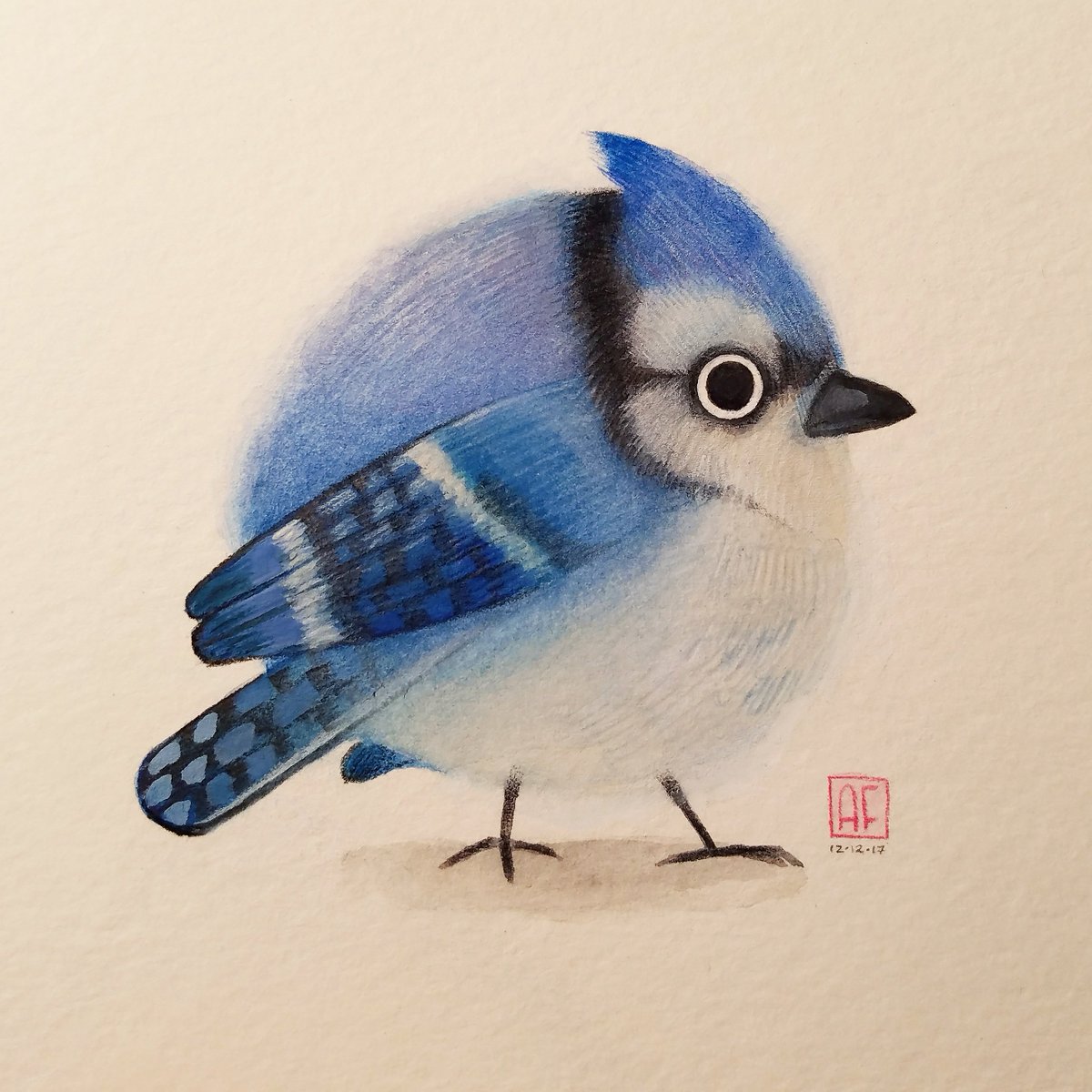 Ashley Fairbourne I M Back And So Are These Cute Birdies Decided To Paint A Blue Jay Today Birds Illustration Painting Paint Watercolor Art Artist Birdwatching Cute Cartoon T Co Zndrrmzhh2