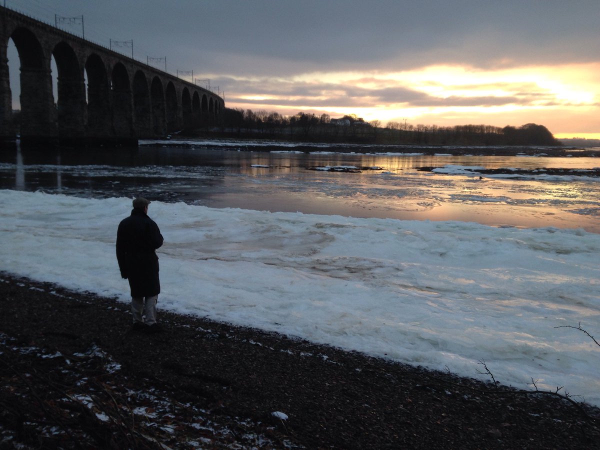 The Tweed froze over in Berwick yesterday leaving huge ice sheets as the tide went out.