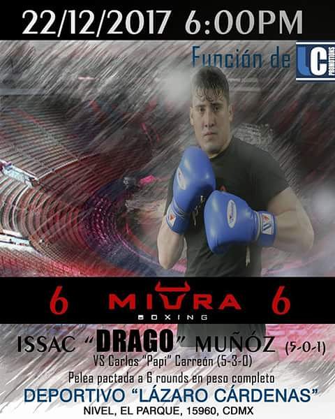¿Quieres ver un espectáculo de peso completo? No te pierdas este 22 de diciembre la actuación de #DragoMiura en el deportivo "Lázaro Cárdenas" y acompaña al #MiuraBoxingTeam #NoTeLoPuedesPerder #NadaNosDetiene