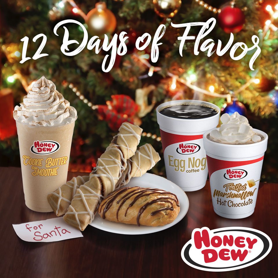 HoneyDew_Donuts's tweet photo. #Tomorrow starts our #12DaysOfFlavor #FB contest: https://t.co/vwplvFyS4S! Daily through 12/24, we’ll post a #holiday question for you to answer in the comments—we’ll draw a random #winner from each post to get a $25 #GiftCard! For #official rules, visit our website! https://t.co/WHPTKfRv0L