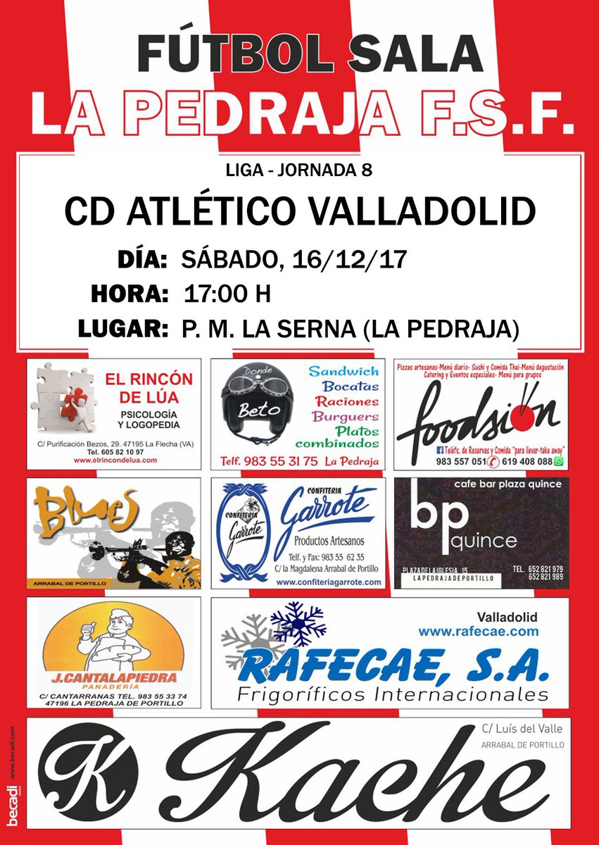 LaPedrajaFSF's tweet photo. J8 Liga @asofusa1 femenina: @LaPedrajaFSF - @cdatlvalladolid, sábado 16/12 a las 17:00h en el P.M. La Serna #VamosEquipo!! #SíSePuede!! https://t.co/ztnY5k88AN