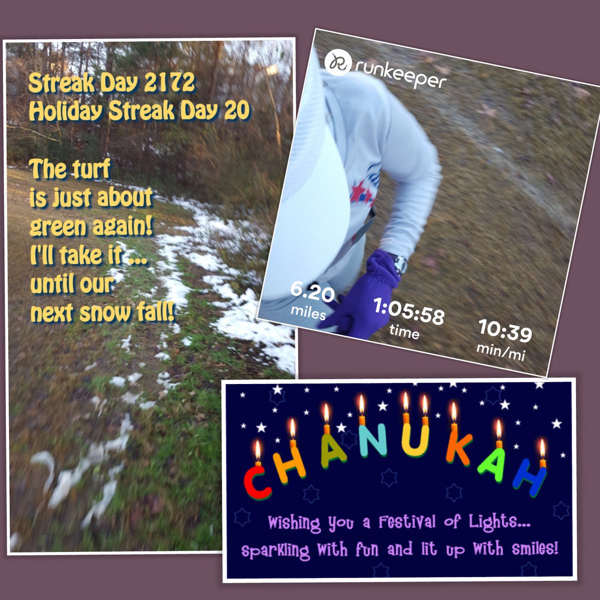 DrMarilynPhD's tweet photo. #Streak Day 2172
#holidaystreakers2017 Streak Day 20
#runtheyear2017 #YTD 2733.7 miles #snowisgone
#happyhannukah #happychanakuh #shalom #peacebewithyou
#mylongestrun #ilovetorun #runnersworld #runhappy #mastersrunning #brooksrunning #runtheedge #philipians413โค https://t.co/ZGlQEot00q