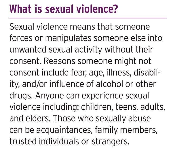evhssaa's tweet image. The @NSVRC defines the huge umbrella of actions and people associated with sexual violence
