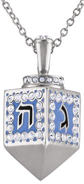 Chanukah Driedel Brooch / Pendant 
Shop now:
ow.ly/GUsn30aAuXy
#brooch/pendant
#chanukah
#rhodiumplated
#enamels&amp;crystal
#gift