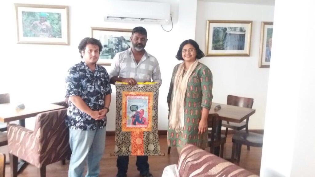 filmsouthasia's tweet photo. Director Jude Ratnam receiving The Ram Bahadur Award for Best Film for his documentary Demons in Paradise screened at FSA 2017! Aunohita Mojumdar and Shubhanga Pandey of Himal Southasian presented him the award on behalf of FSA in Colombo. #fsa2017 #RamBahadurAward https://t.co/vzLbrMkAI6