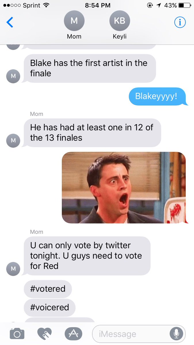 taylorbillerman's tweet photo. When your mom is in love with Blake Shelton... #voicesavered https://t.co/goyqe5rYfu