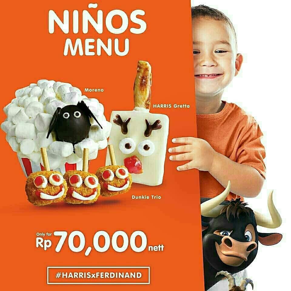 HARRISbekasi's tweet photo. Available starting today nationwide the brand new NINOS menu especially for kids inspired from our recent partnership with @ferdinandmovie by @20thcenturyfoxid (@20thcenturyfox)

#IMATHARRIS #harrisdelights #harrisxferdinand #foodie #foodlover #instafood #indonesia #harrisbekasi https://t.co/IXtL7btNy3