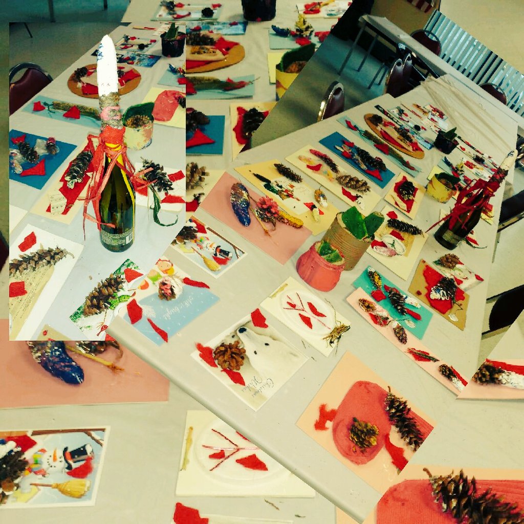 art_artlee's tweet photo. @sbnj_seniorctr @artpridenj @HipNewJersey @jerseyarts @NJArtsCouncil @ArtNewsNJ @MasonGross #NJ More "Senior artists creating holiday cheer" #pinecones #cardboard #fabric #fabricart #wornoutsocks #matteboard #hotglue #holidaycards #bottleart https://t.co/uAuFffn9KT