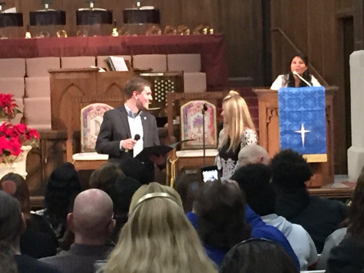 MikeElswick's tweet photo. State Rep. Avery Frix reads a proclamation from the Oklahoma Legislature commending Treasure McKenzie, director of Muskogee’s Bridges Out of Poverty program https://t.co/uZo9NxDqSd