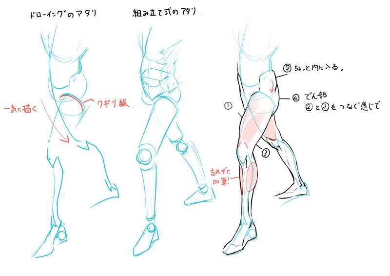 ピッポ 仲間安方 ドローイング 稲妻型 のアタリと脚の描き方メモ 慣れは必要なんですけどやってることはめっちゃ簡単で 一気に描いて なぞって加筆してるだけです