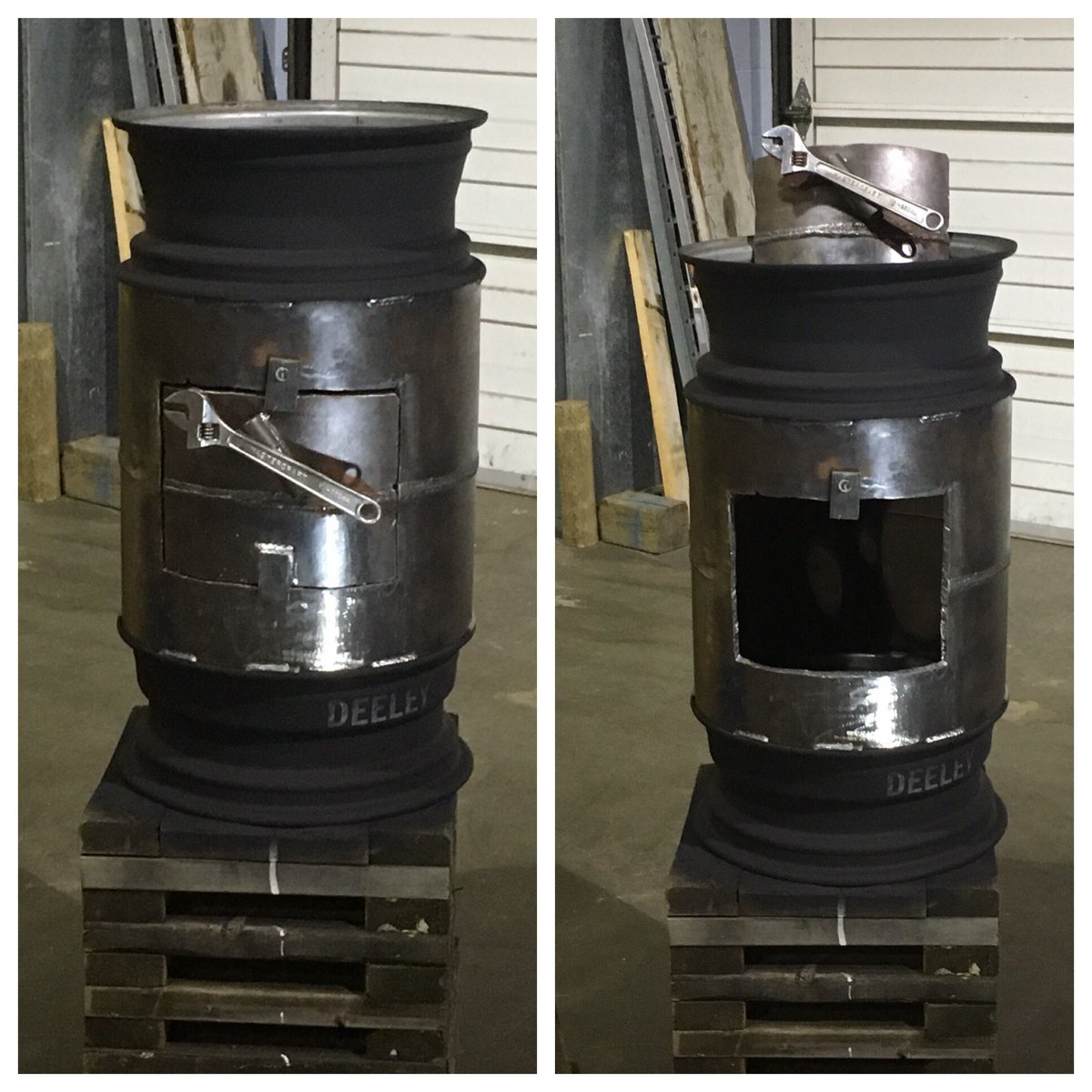 RuthlessBC's tweet photo. Whipped up this little #firebox To help keep all the #racers warm at the #JRInvitational #BRAAAP #loveitliveit #icerace #motorcycles #moto #ice #cold #winter #JR27 #racing #cariboo #bc #canada https://t.co/o2zOs0AAdr