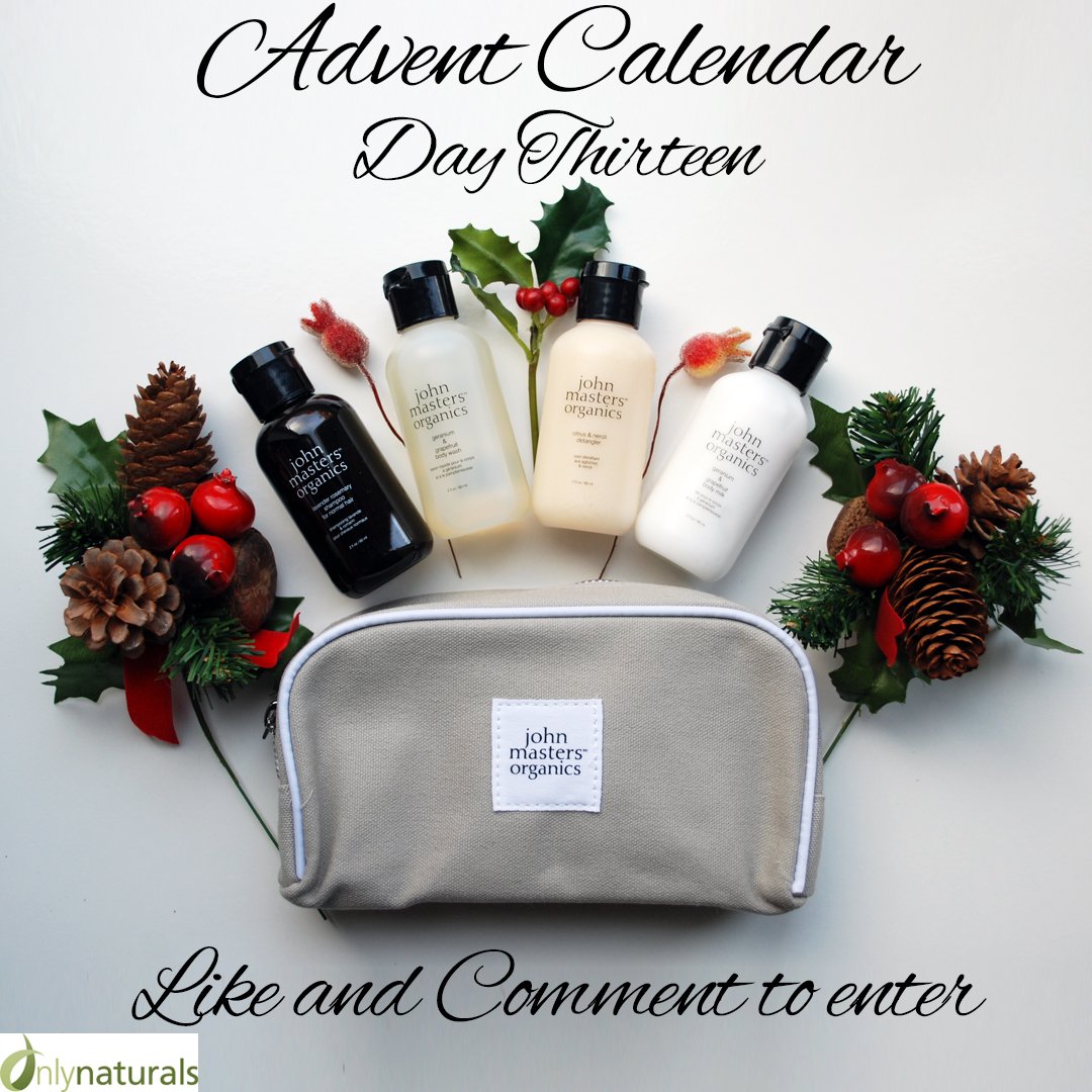 Advent Calendar Day 13 - Win a <a href="/JohnMastersUK/">John Masters UK</a> Essential Travel Kit. You can enter on our Facebook or Instagram pages, or both to double your chances! instagram.com/onlynaturalsuk/ facebook.com/onlynaturals/ #organicbeauty #naturalbeauty #advent #christmas