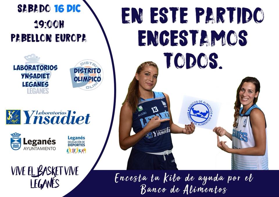 Las chicas <a href="/basketleganes/">Baloncesto Leganés</a> encestan por el <a href="/bancoalimadrid/">BancoAlimentosMadrid</a>   
Laboratorios <a href="/Ynsadiet/">Ynsadiet</a>  vs <a href="/DistritOlimpico/">C.D. Distrito Olímpico</a> 
📆16 de Diciembre
🏟️#PabellónEuropa
⏱️19:00h

Tu Kilo de Ayuda para el BANCO DE ALIMENTOS

#ViveElBasketViveLeganés
