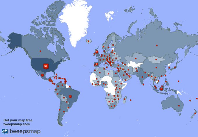 My followers live in USA (51%), Brazil(5%)... Get your free map: https://t.co/MRU6pon46T https://t.c