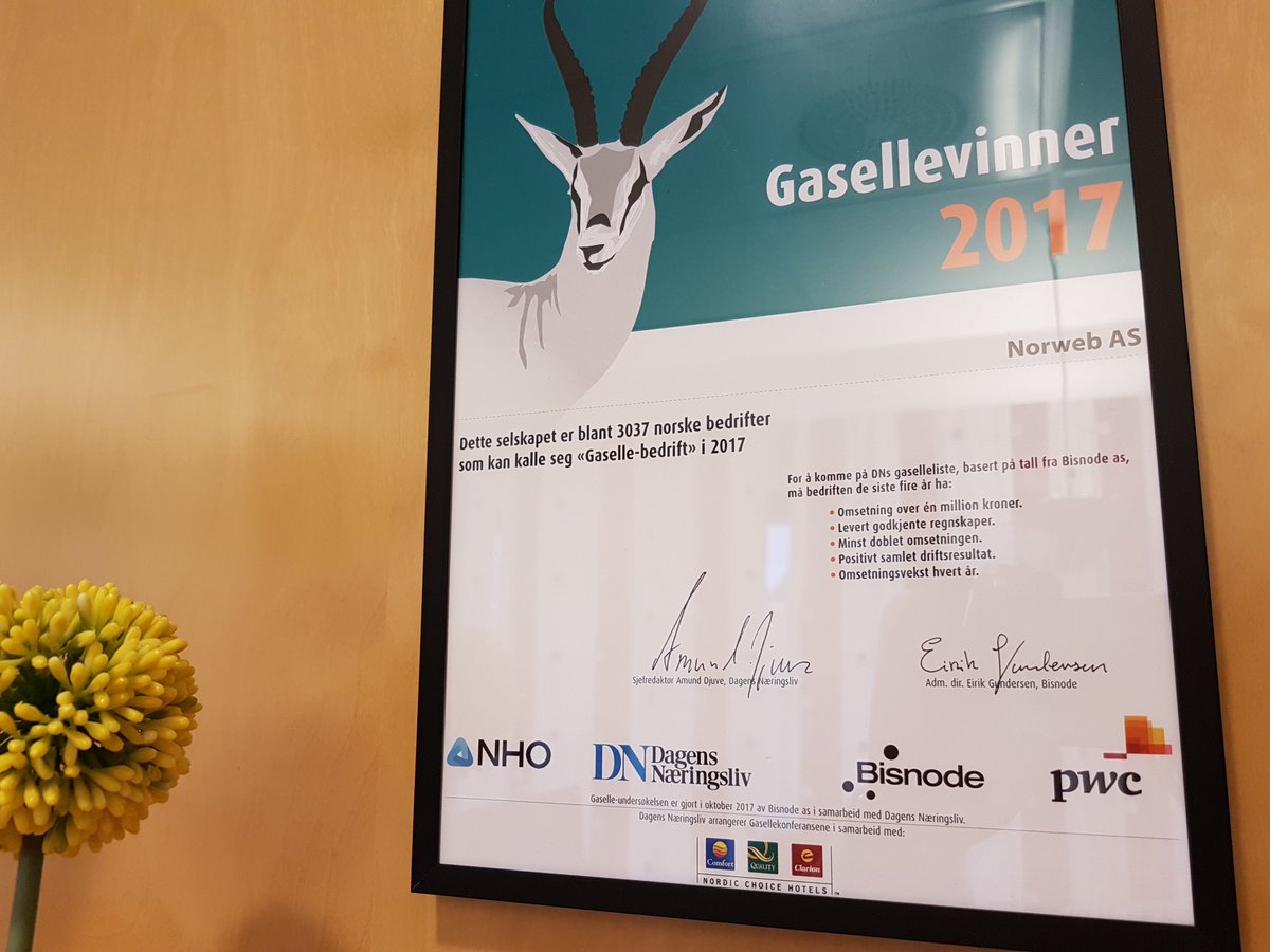 sveiniversen's tweet image. #Norweb ble en av Gasellene i 2017. Takk til kunder og samarbeidspartnere som har gjort det mulig.