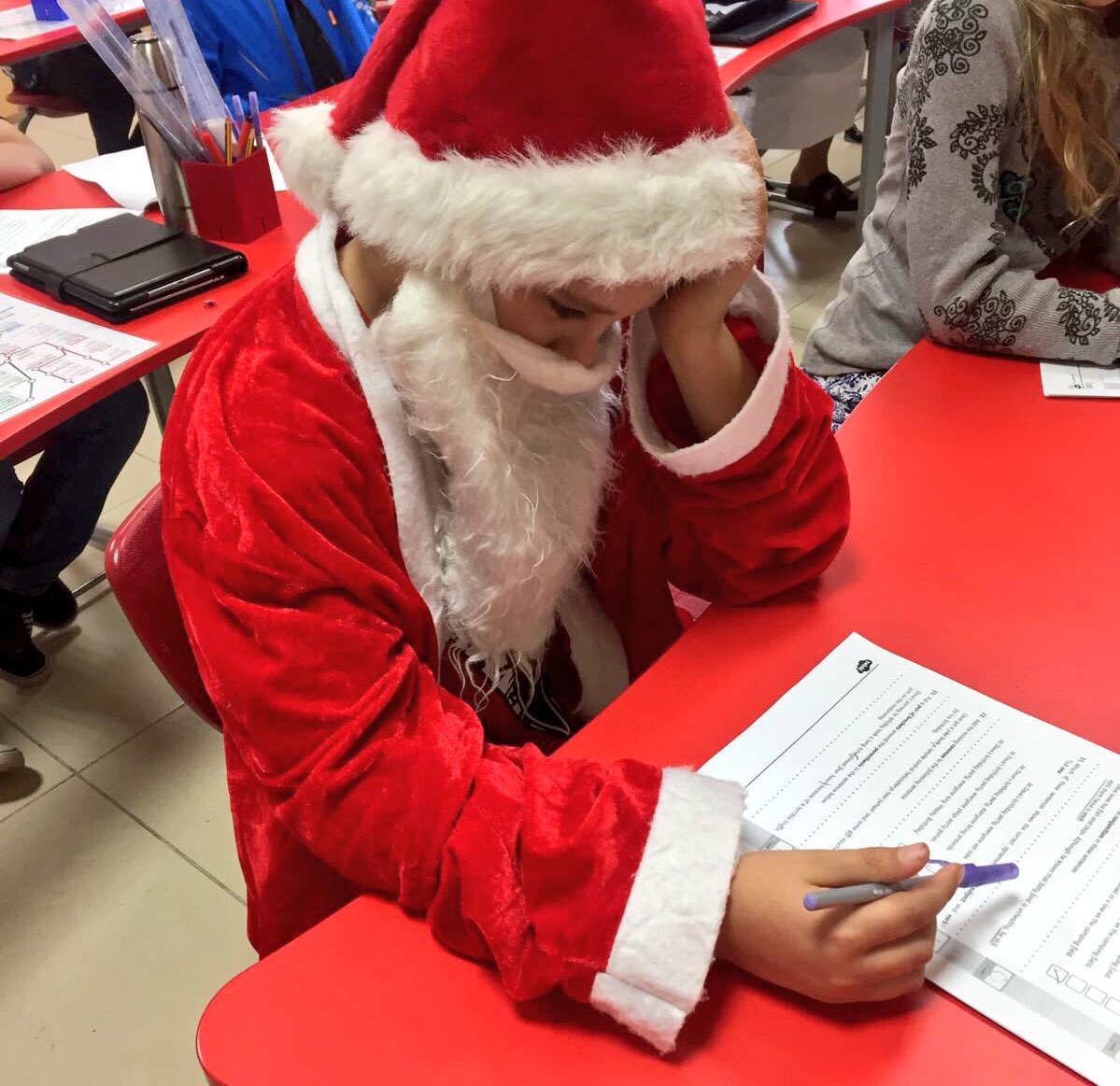 KSABPhase3's tweet photo. So, #KSABPhase4 may have broken Santa Clause today with his SPaG revision. We are certain he’ll be ok in a week or two! #festive 🎅🏼 https://t.co/skIUDFdklD