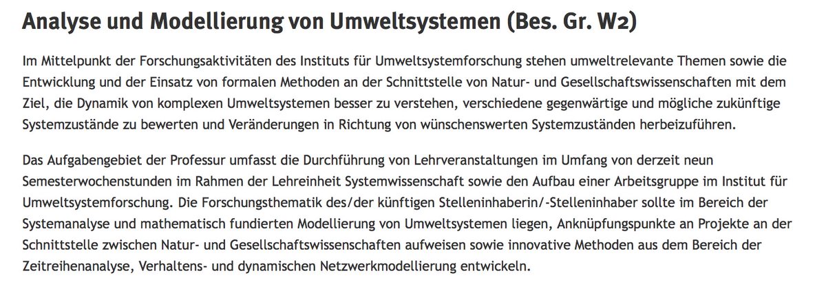 There is an opening for a W2-professorship <a href="/UniOsnabrueck/">Uni Osnabrück</a> on theoretical modelling of ecological systems (e.g. ecological interaction networks). Great opportunity to colaborate with experimentalists. Please apply or RT. More info here (German ad only): uni-osnabrueck.de/universitaet/a…