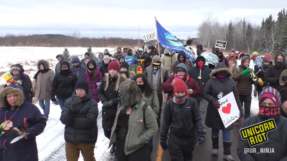UR_Ninja's tweet photo. #ICYMI - Over a hundred people marched from pipe yard to pipe yard in Northern Minnesota in freezing temperatures to protest #FossilFuel extraction and the proposed #Line3 #pipeline project - Watch the march and rally here: https://t.co/LozsCxh395 https://t.co/VoWUMz8utw