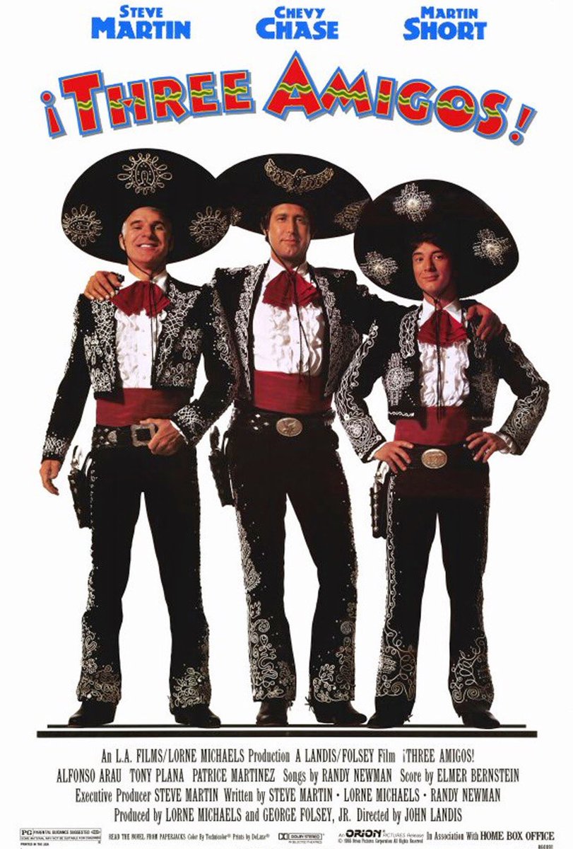 🎬MOVIE HISTORY: 31 years ago today, December 12, 1986, the movie 'Three Amigos' opened in theaters!

@SteveMartinToGo #MartinShort #ChevyChase #AlfonsoArau #TonyPlana #PatriceMartinez #JoeMantegna #PhilHartman #JonLovitz