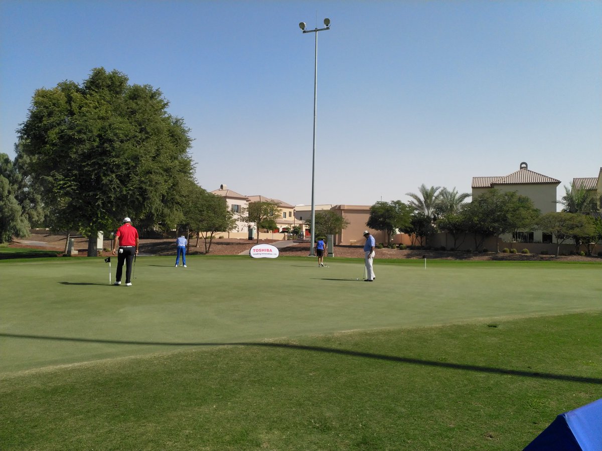 EC_MEA's tweet photo. World Finalists hard at 'practice' before the show #dubai #gecopen #dubaicorporategolfworldcup https://t.co/4tNQNee7Hs