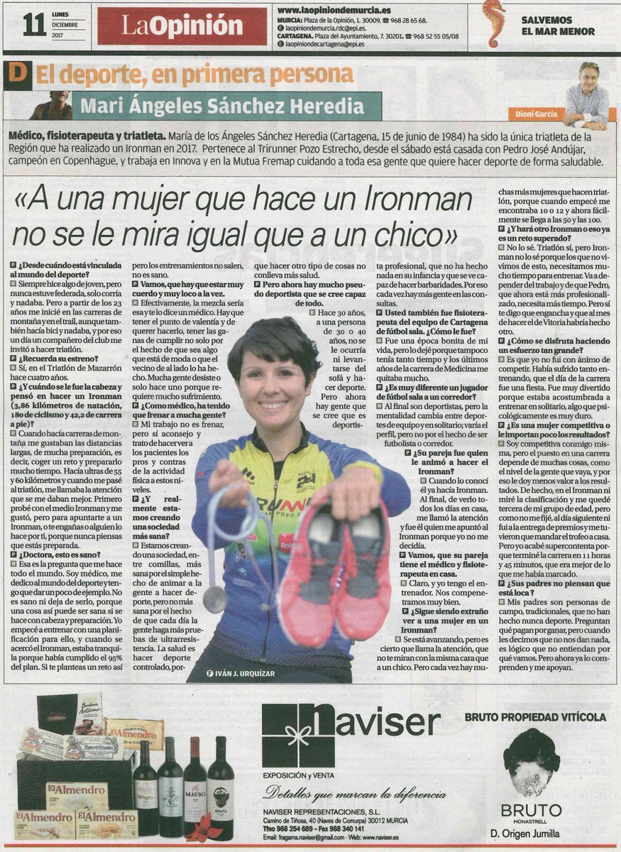 trimurcia's tweet photo. La triatleta del @TrirunnerTT Mari Ángeles Sánchez Heredia, ha sido la única de la Región en hacer un Ironman durante esta temporada. Os dejamos la entrevista que le ha hecho @dionigarcia para @diariolaopinion https://t.co/Q2C2MgS9PC