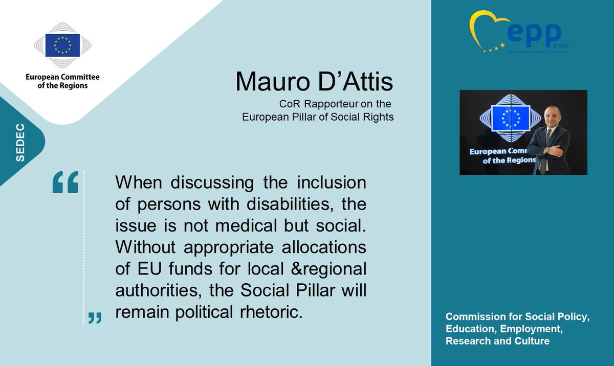 EPP Group CoR (@epp_cor) on Twitter photo 💶EU funding needs to be more flexible so those who really needs it can benefit: <a href="/MauroDattis/">Mauro D'Attis</a> tells <a href="/EESC_SOC/">EESC Social Affairs</a> hearing on how #ESIF can support the inclusion of persons with disabilities
#EUDisability #SocialRights 💶EU funding needs to be more flexible so those who really needs it can benefit: <a href="/MauroDattis/">Mauro D'Attis</a> tells <a href="/EESC_SOC/">EESC Social Affairs</a> hearing on how #ESIF can support the inclusion of persons with disabilities
#EUDisability #SocialRights