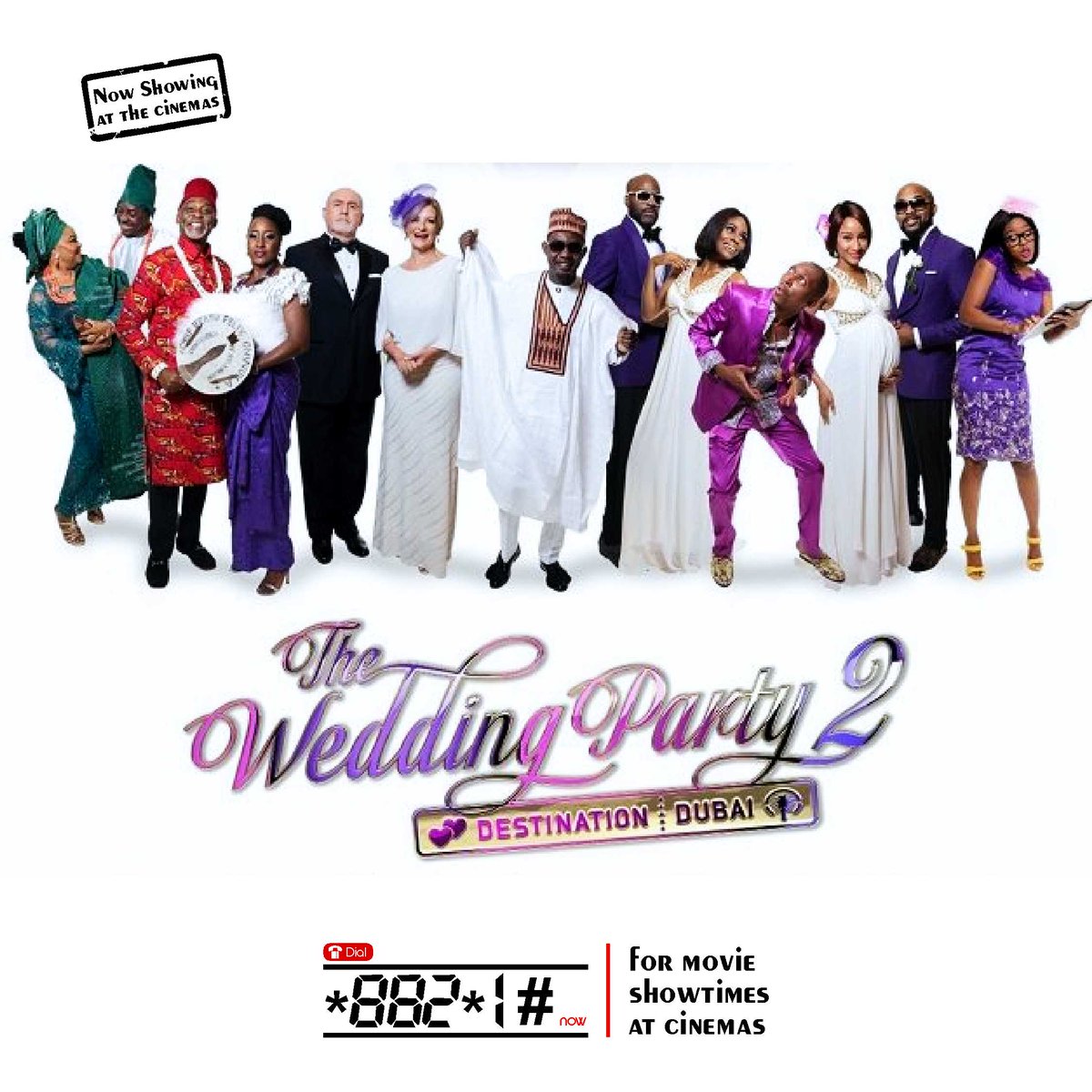 TuneboxMusic's tweet photo. Prepare for “The biggest surprise of the holidays!” #TheWeddingParty2 is fresh in cinemas!! Dial *882*1# for the time to get tickets now before they sell out. 
#Showtime882 #NowShowing https://t.co/Wpov6FW1R7