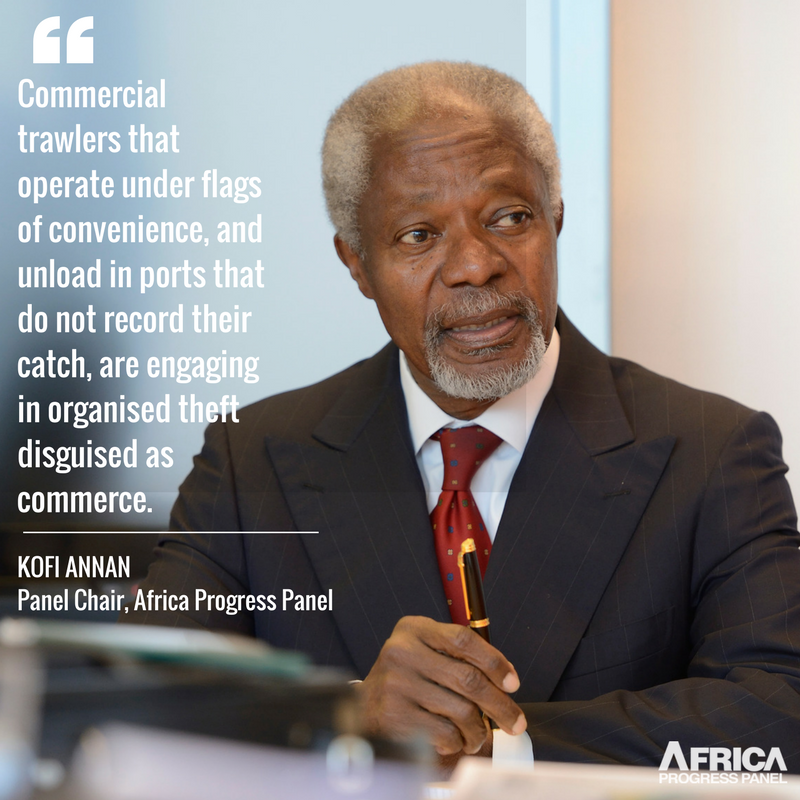 Illegal fishing is organised theft disguised as #commerce says <a href="/KofiAnnan/">Kofi Annan</a>