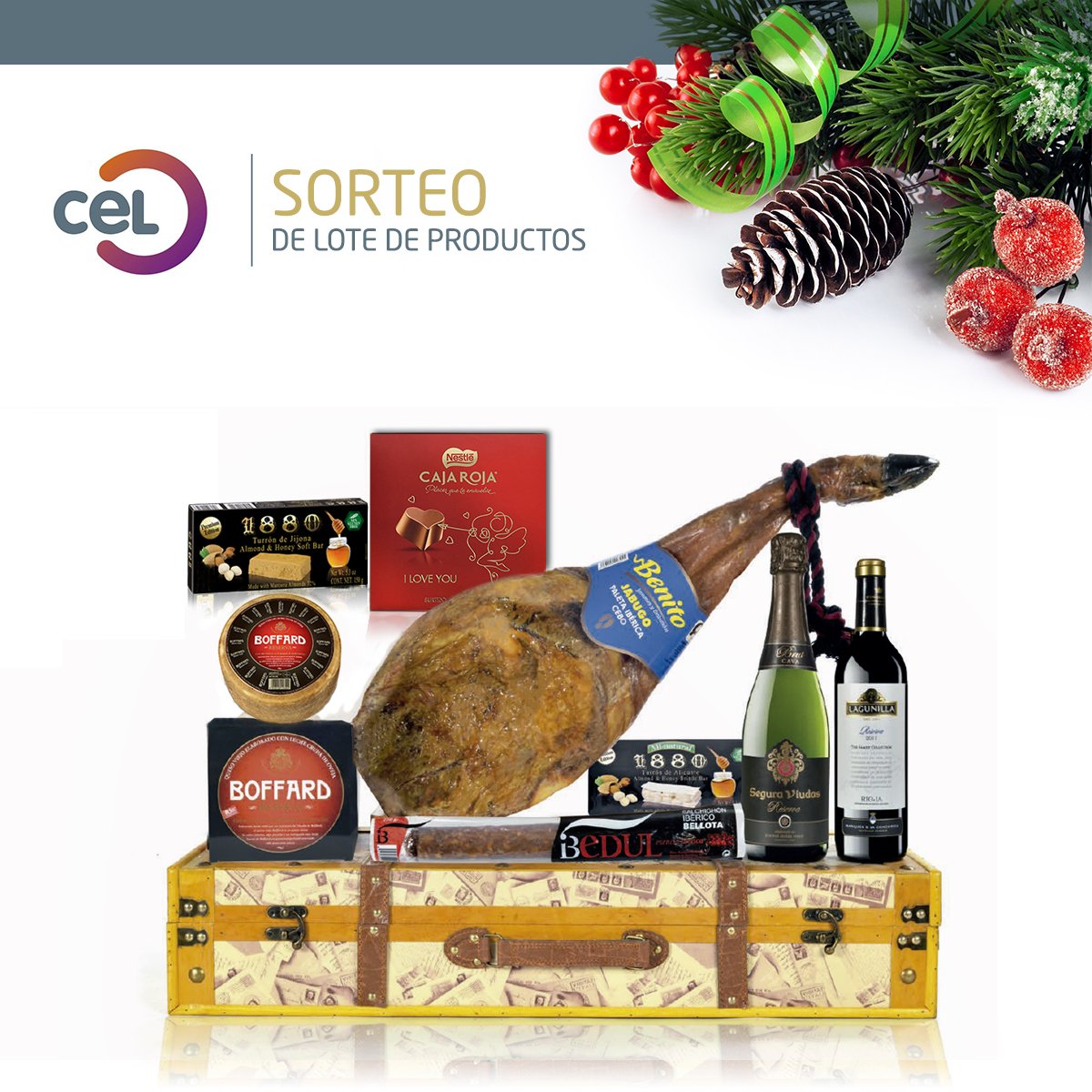 cel_leon's tweet photo. #SORTEO Cesta de Navidad valorada en 175€ Participa haciendo RT de este mensaje y siguiendo a @cel_leon 
Bases legales en https://t.co/t1BP1CU5Wr
#CELSorteoNavidad17 #CELEmpresas #leonesp #Navidad2017 https://t.co/UtATPqLNPD