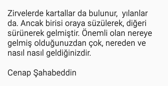 _MuminSekman's tweet photo. Zirvelerde kartallar da bulunur,  yılanlar da. Ancak birisi oraya süzülerek, diğeri sürünerek gelmiştir. 

Cenap Şahabeddin https://t.co/P8Dh3L3AUF