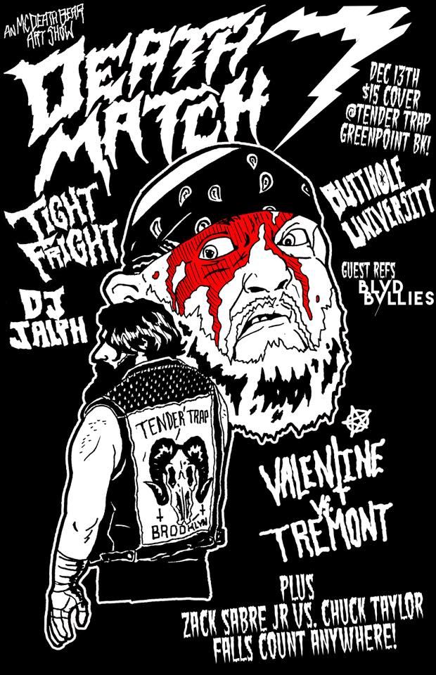 MarkinOut's tweet photo. TDA #DeathMatch7 @TenderTrapBK: No Ring DeathMatch @CasanovaVal666 v @TremontCZW w/ guest refs @blvdbullies! Falls Count Anywhere @zacksabrejr v @SexyChuckieT w/ guest ref @TheBoyDiva! Head down there &amp; check out the action TONIGHT! https://t.co/783LpOq9EJ