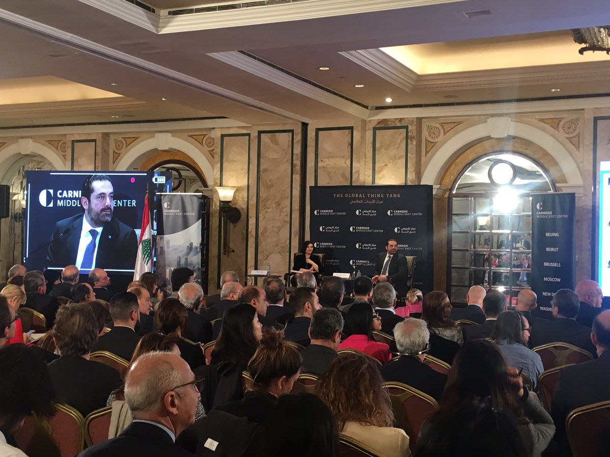 federica_marsi's tweet photo. #CMEC2018 Participant: If we open a Ritz Carlton in Beirut, who'd be in it? @saadhariri: you think you getting out of here? @PhoeniciaBeirut https://t.co/LhxRrtDX6p