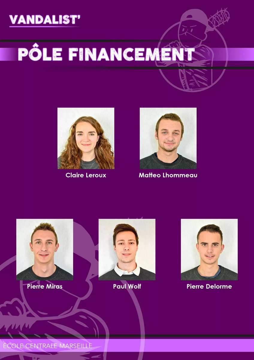 Yayo! 
Aujourd’hui on commence à vous présenter les membres de la Vandalist’. On débute par le Bureau et le pôle Financement.
Vandalement vôtre 💜
#campagnesECM #LaVandalRégale